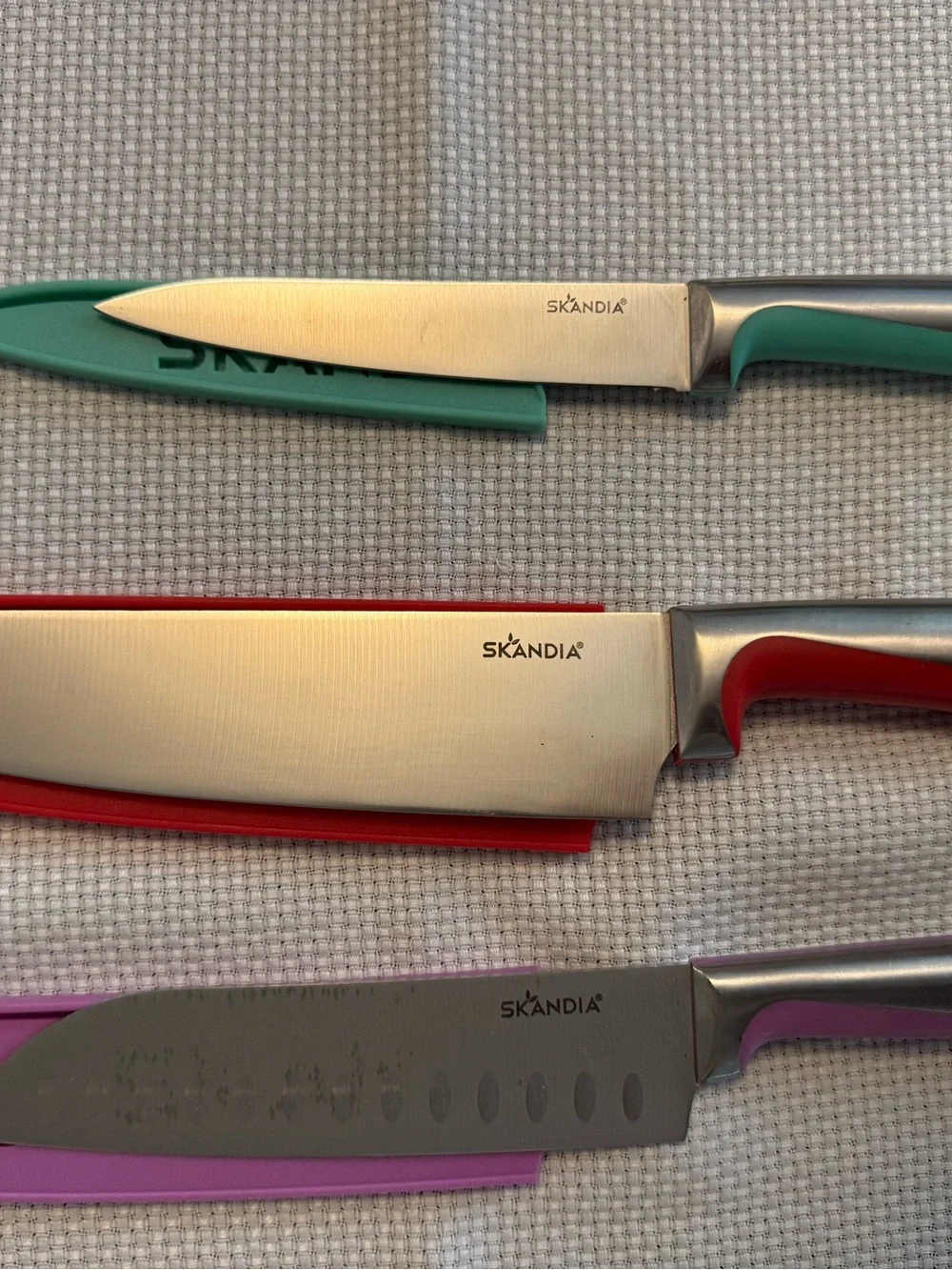 Skandia Color 3 Knife Set - Teal, Red, Purple Protective Sheaths
